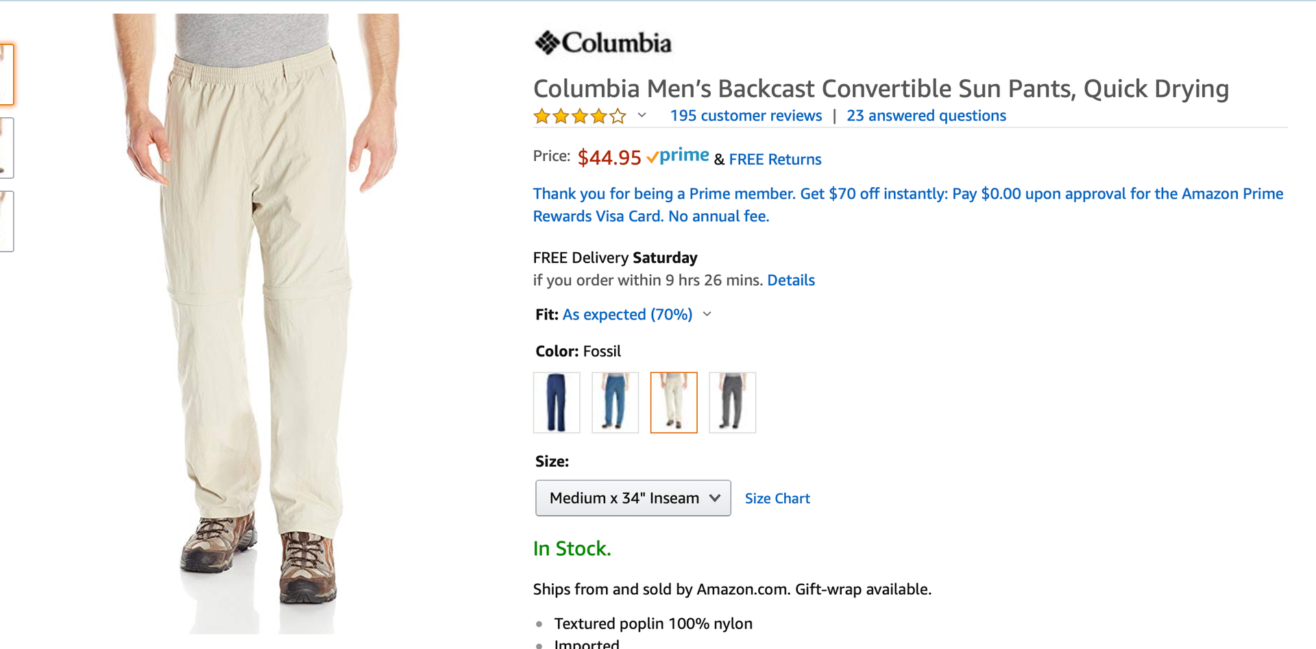 Columbia Men's Backcast Convertible Pant
